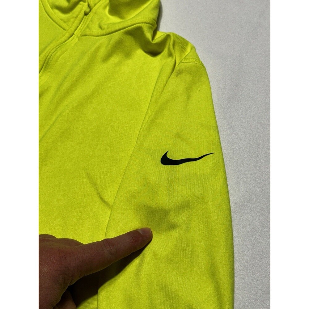Nike Pro Dri Fit HyperWarm 1/2 Zip Pullover Running Yellow Women’s Large *READ - Picture 2 of 13